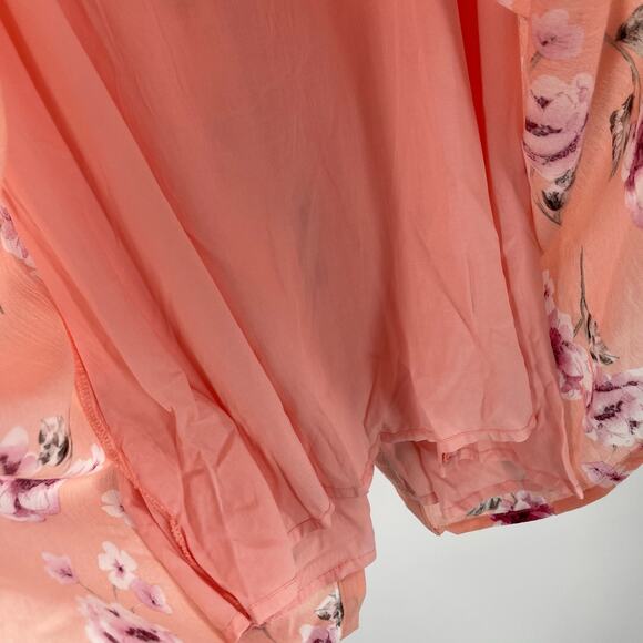 PROMESA Dress Size Medium NWT Floral Peach Button Down Tie Mini Boutique - Picture 13 of 16
